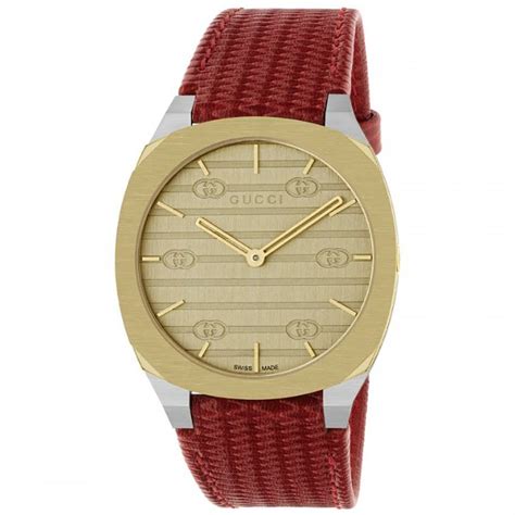 gucci red leather watch|More.